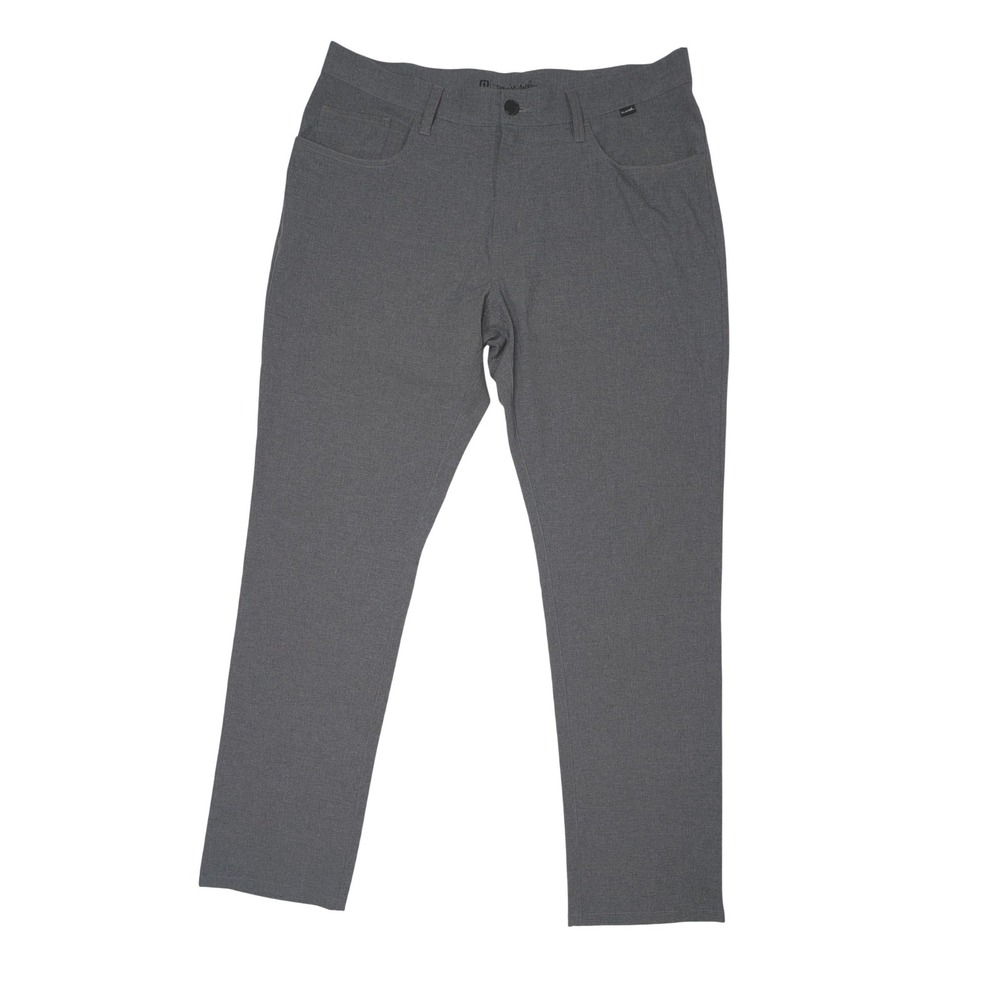 TravisMathew Right On Time Pants 36 Gray Polyester Spandex Golf Mens Trousers